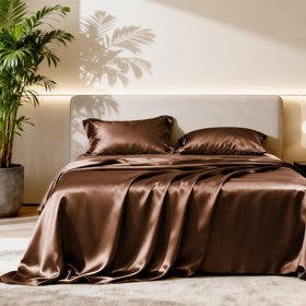 Love's cabin satin queen flat sheet with cool silky touch for comfortable sleep.