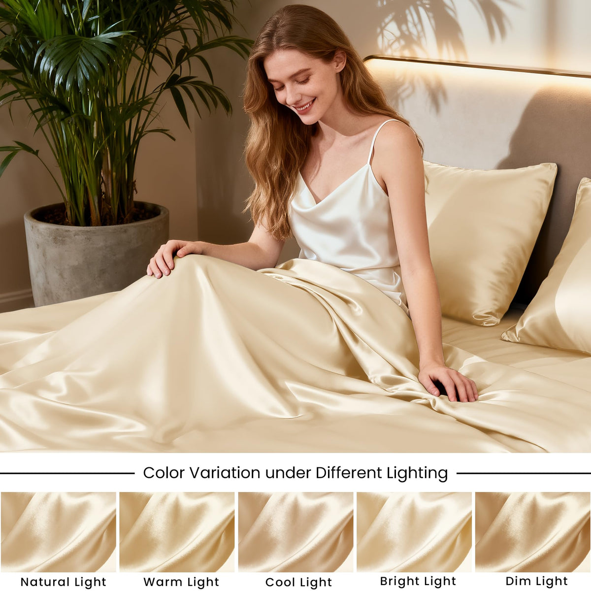 Love's cabin satin packaging image emphasizes easy care