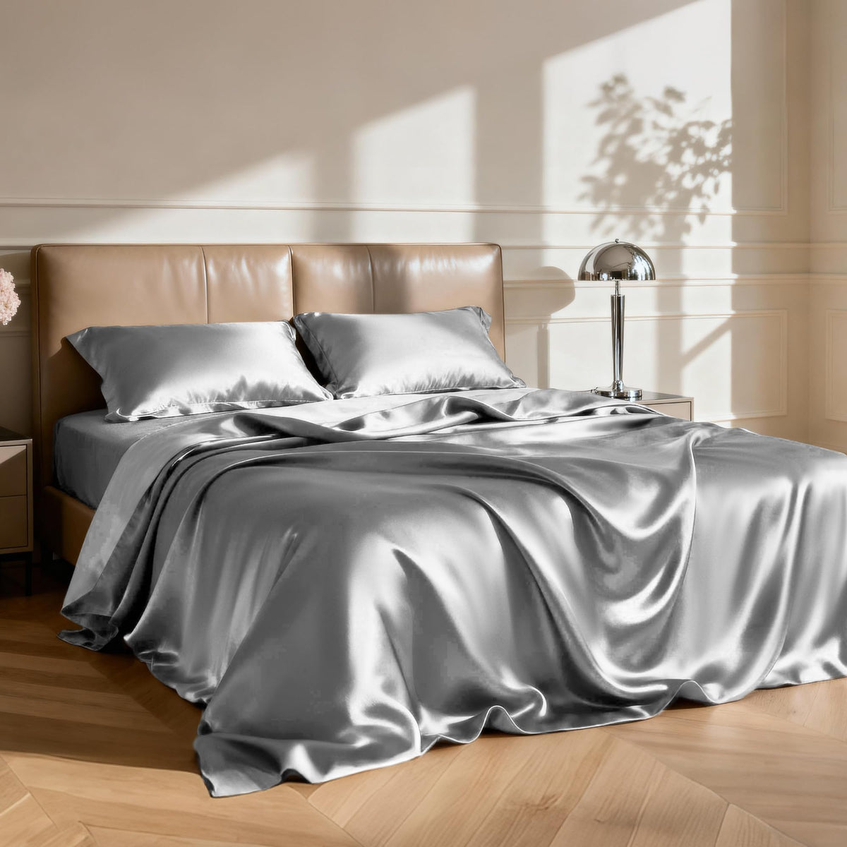 Love's cabin satin queen fitted sheet 60x80x14 with deep pockets for secure fit.