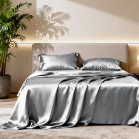 Love's cabin satin queen flat sheet 90x102 with silky, cool touch for all-night comfort.