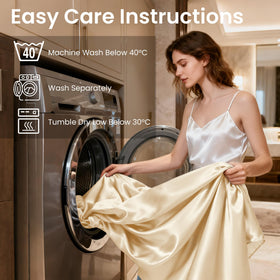 Love's cabin satin finish closeup highlights wrinkle resistance and care