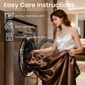 Love's cabin satin queen sheets resist pilling and wrinkles for easy care.