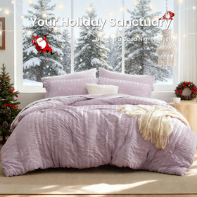 Love's cabin seersucker lavender twin comforter texture emphasizes three-dimensional waves