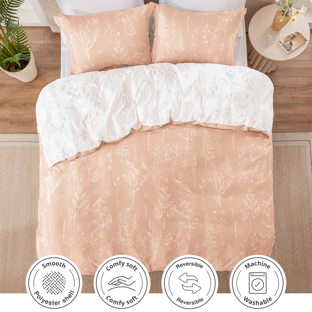 Love's cabin soft microfiber fabric touch on bedding.