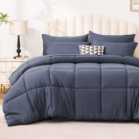 Love's cabin twin comforter Indigo Blue on bed for cozy warmth