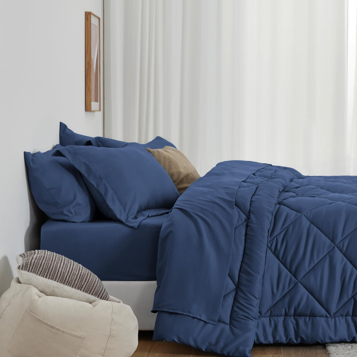 Love's Cabin twin comforter set displayed on bed with flat and fitted sheets.