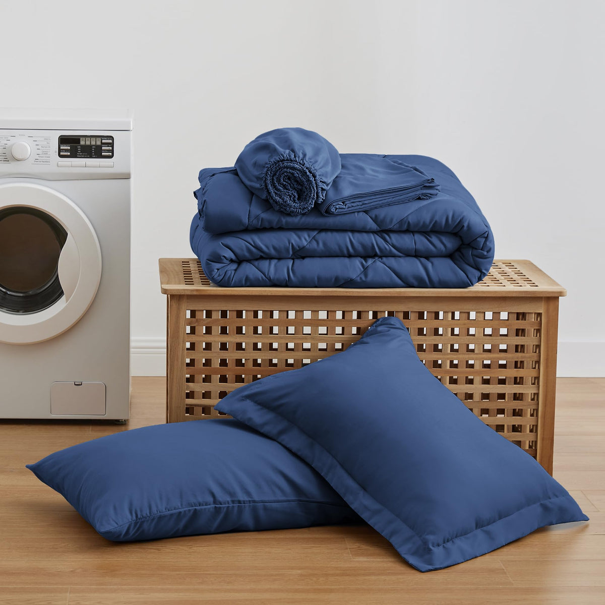 Love's Cabin bedding styled in a cozy room, wrinkle-resistant and breathable.