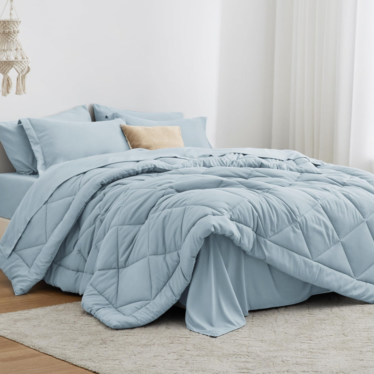 Love's cabin twin comforter set light blue for all-season warmth and softness.