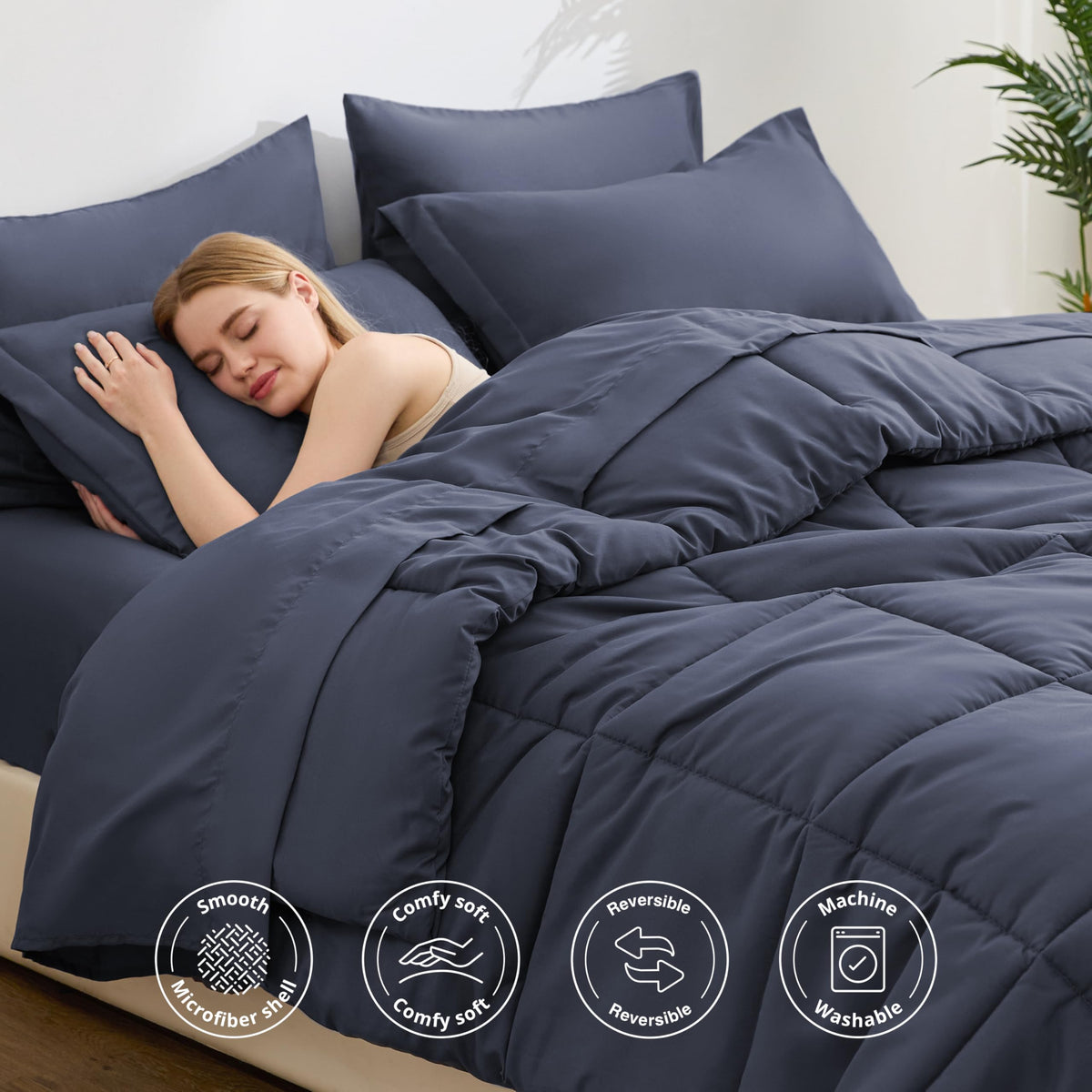 Love's cabin twin fitted sheet Indigo Blue with 14-inch pocket ensures secure fit