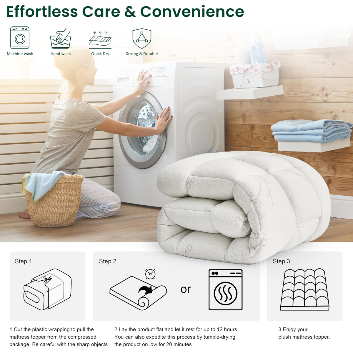 Love's Cabin practical twin topper use in a cozy bedroom setup.