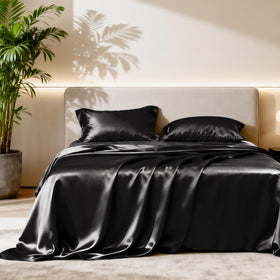 Love's cabin twin satin fitted sheet shows deep pockets for snug fit.