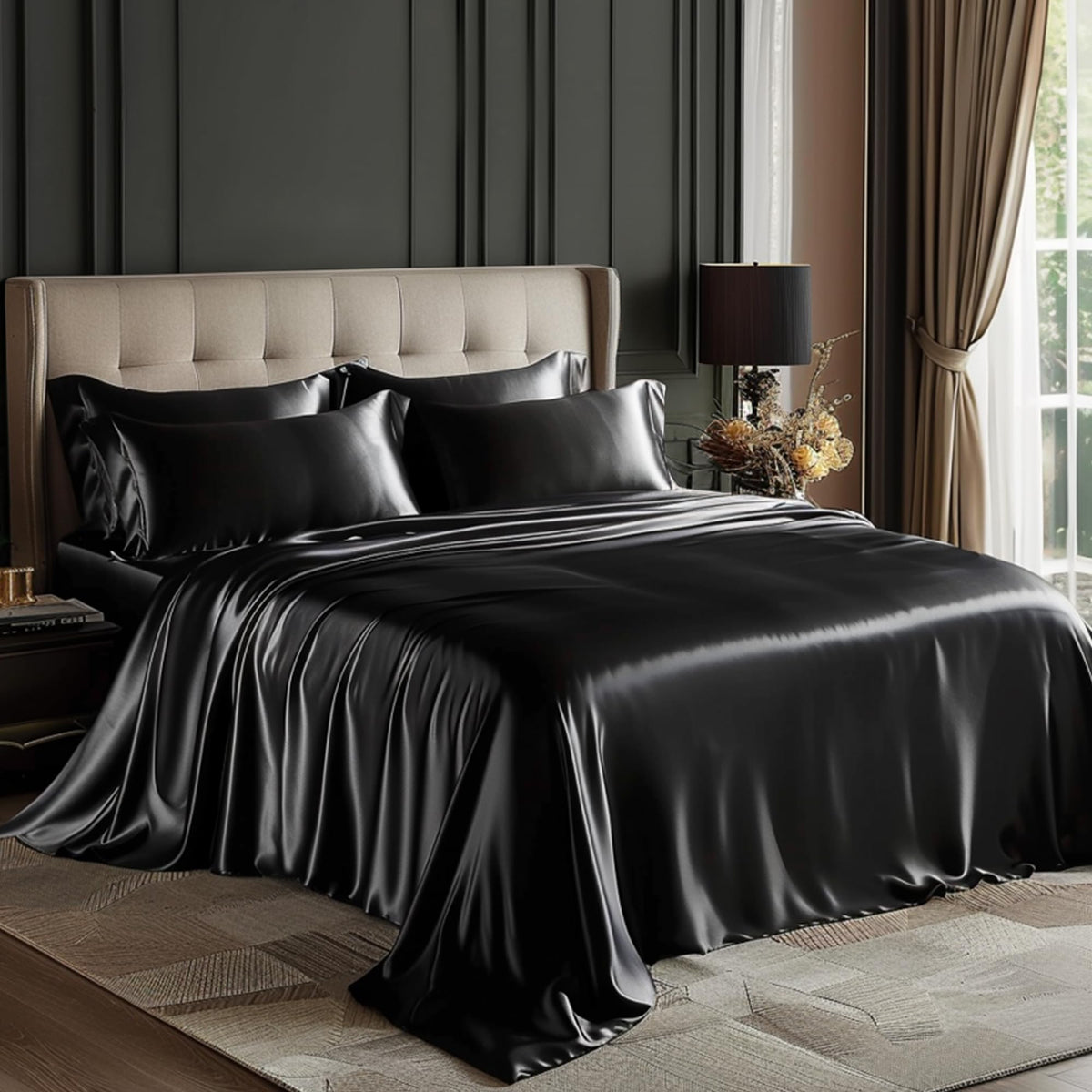 Love's cabin twin satin flat sheet with silky finish for sleeping comfort.