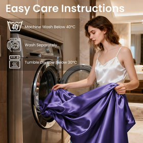Love's cabin wrinkle-resistant satin close-up demonstrates easy bed-making.