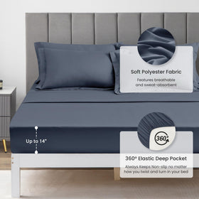 Love's cabin 14in deep-pocket fitted sheet fits most mattresses securely.