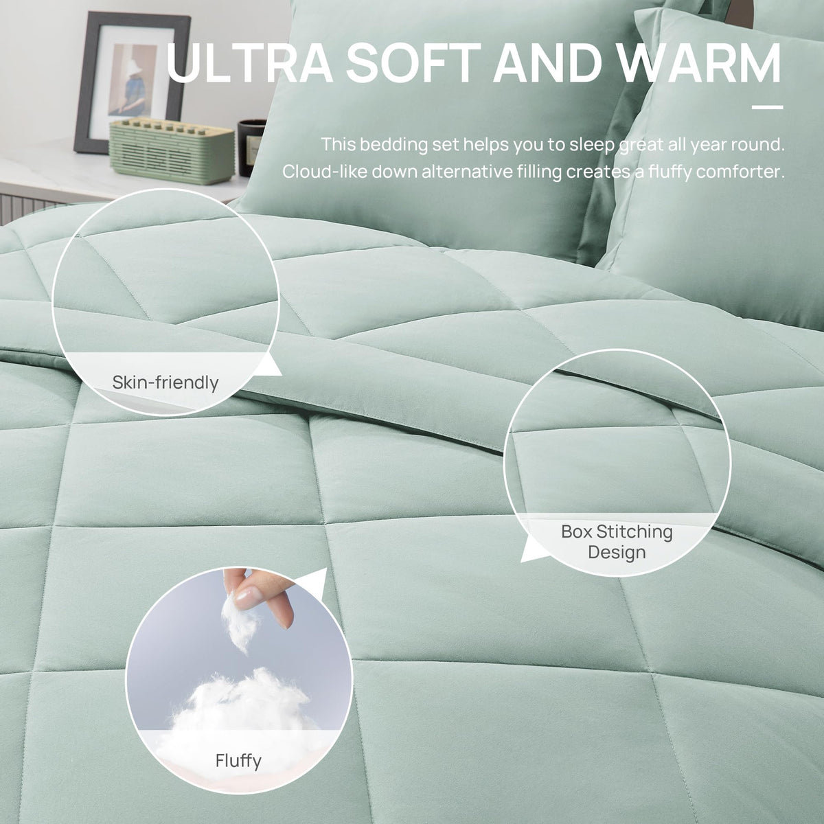 Love's cabin Aqua pillow sham close-up showcases coordinated styling and plush feel.