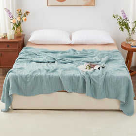 Love's cabin king-size blanket 108x90 inches laid on bed for spacious comfort.