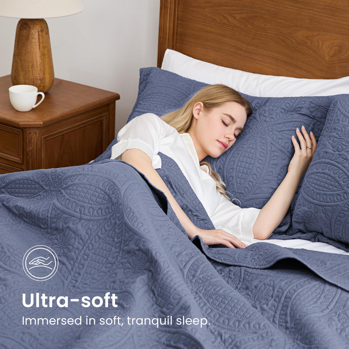Love's cabin lightweight polyester fabric offers a soft touch without bulk.
