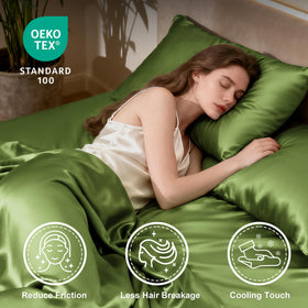 Love's cabin sage satin pillowcase-1 offers a hair-friendly surface