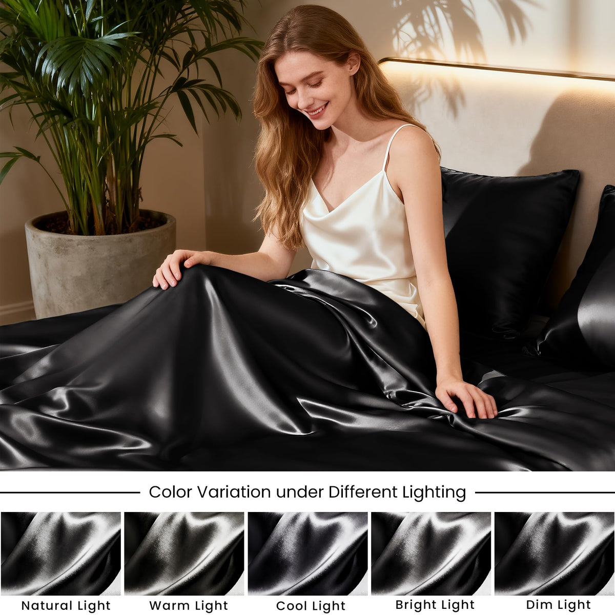 Love's cabin wrinkle-resistant satin; easy care and quick drying for busy evenings.
