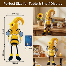 Lovinland bumble bee gnome front view, playful tabletop decor