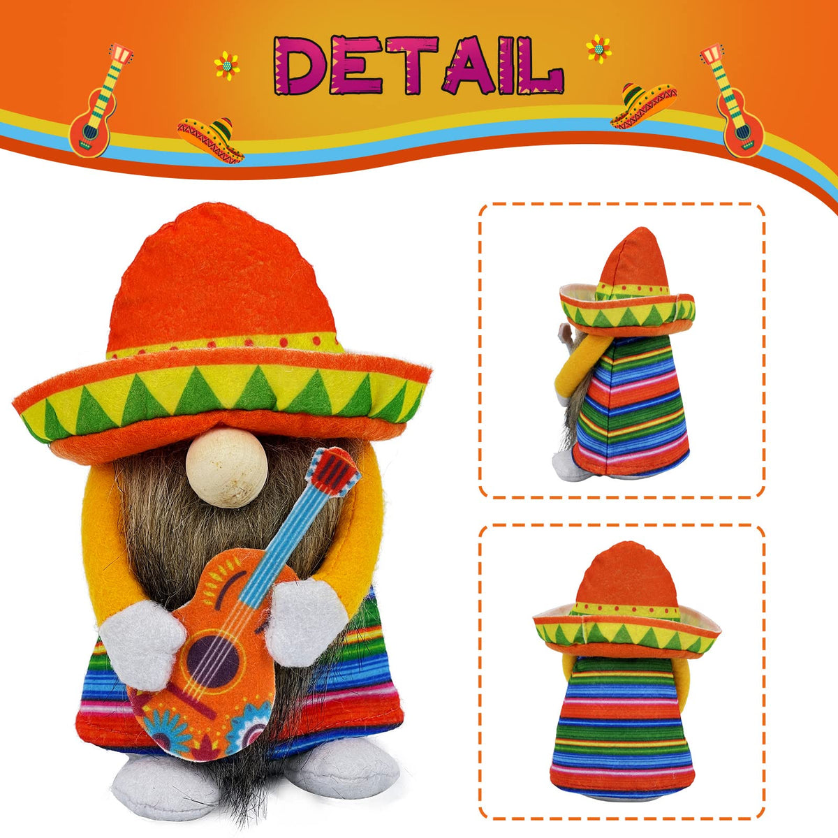Lovinland Cinco de Mayo gnomes with serape poncho and sombrero create bright accents