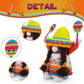 Lovinland Cinco de Mayo gnome with weighted base stands securely on surfaces