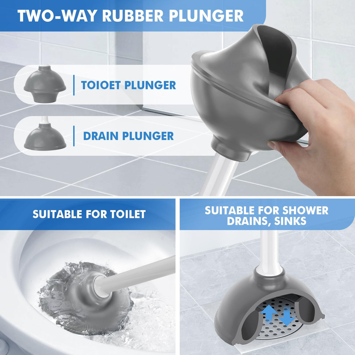 LOVLOY toilet brush with dense bristles cleans under the rim for thorough cleaning.