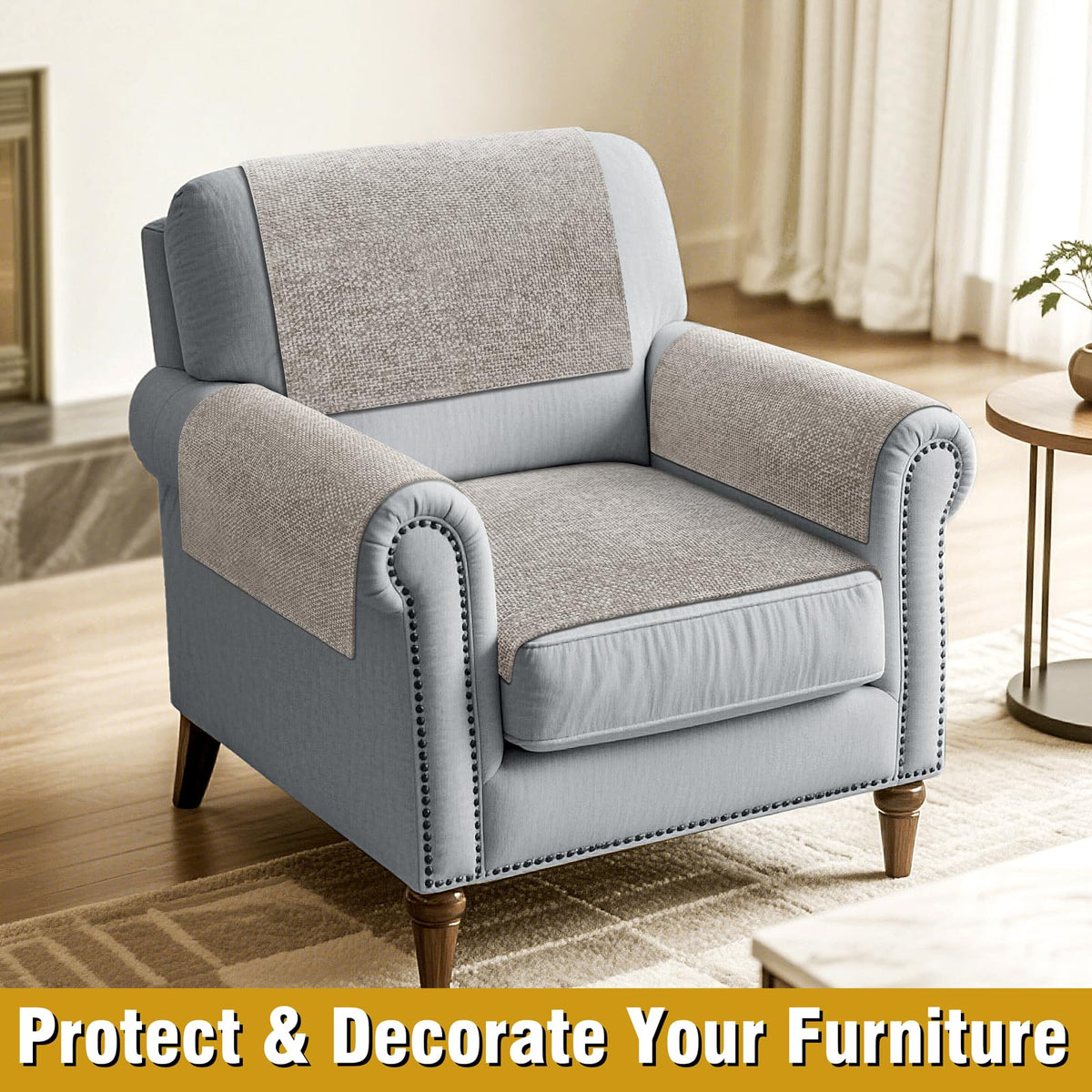 LovoGemy armrest cover latte prevents slipping on furniture