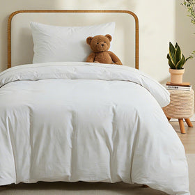 LOVQUE 100% washed cotton duvet cover twin 68x90 with linen-like texture for breathable comfort
