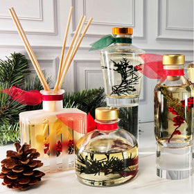 Room-deodorizer with sticks shown on a stylish shelf.