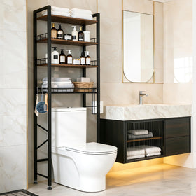 Lovswan over-the-toilet storage shelf with four tiers saves bathroom space.