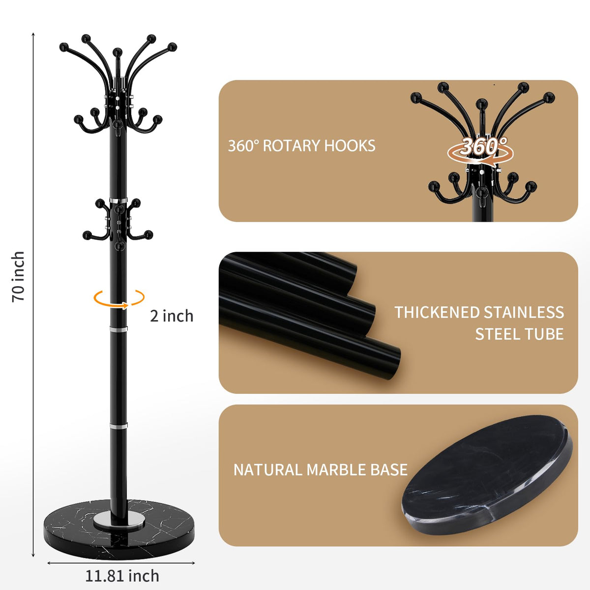 LOZABEE 360° rotary hook system for easy access to garments from any direction.