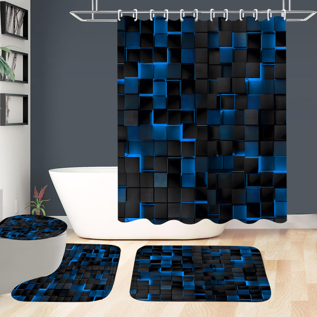 LQCOOL bathroom set close-up shows durable polyester fabric
