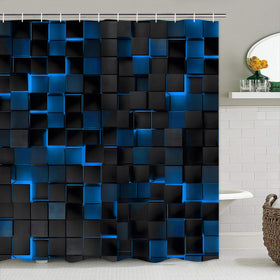 LQCOOL shower curtain set with 12 hooks for quick, secure hanging