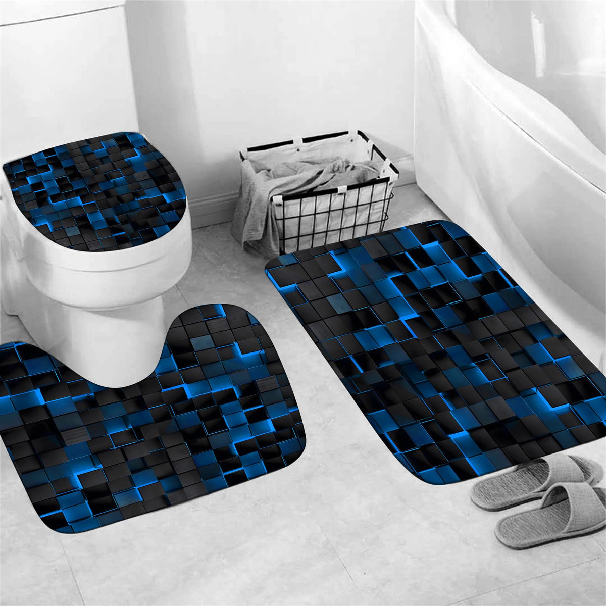 LQCOOL toilet lid cover coordinates with the curtain