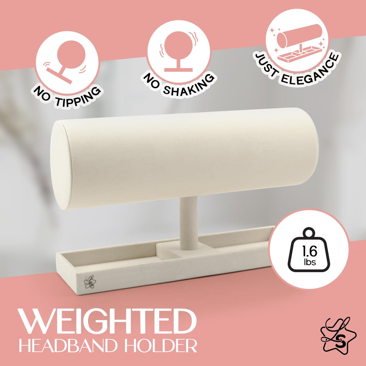 LS Lulu & Summer headband holder bottom tray adds space for small items.