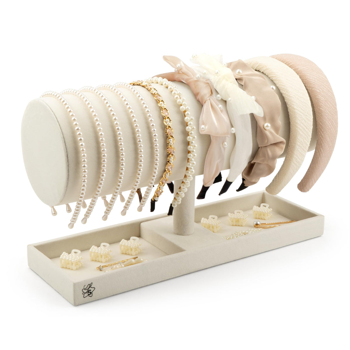 LS Lulu & Summer headband holder cream front view keeps headbands organized and accessible.