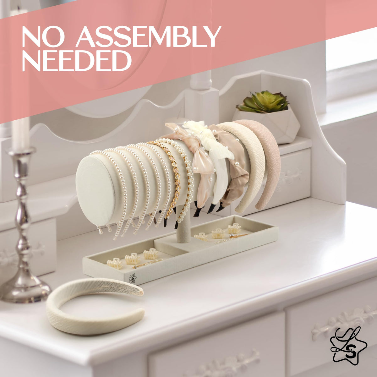 LS Lulu & Summer headband holder velvet interior protects delicate pieces.