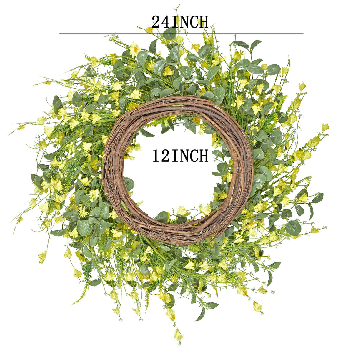 LSKYTOP artificial daisy wreath with eucalyptus brightens interior walls