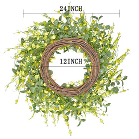 LSKYTOP artificial daisy wreath with eucalyptus brightens interior walls