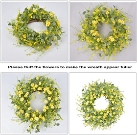 LSKYTOP lavender daisy wreath displays vibrant color and seasonal versatility