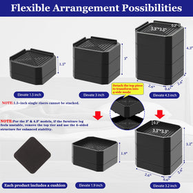 Lsteekoop Bed Risers 3 inch height lift larger furniture for ergonomic seating