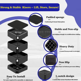 Lsteekoop bed risers include foam padding to cushion movement