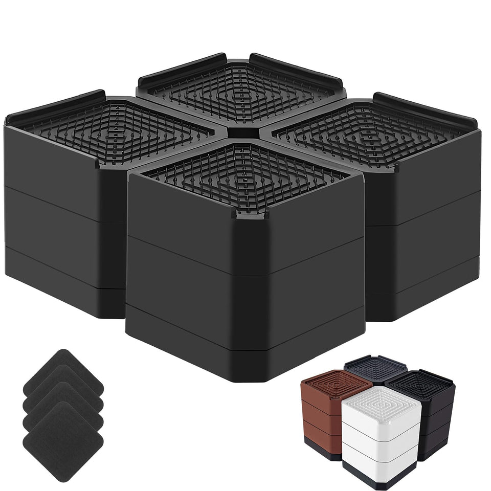 Lsteekoop bed risers stacked to 1.5 inch lift for convenient elevation under furniture.