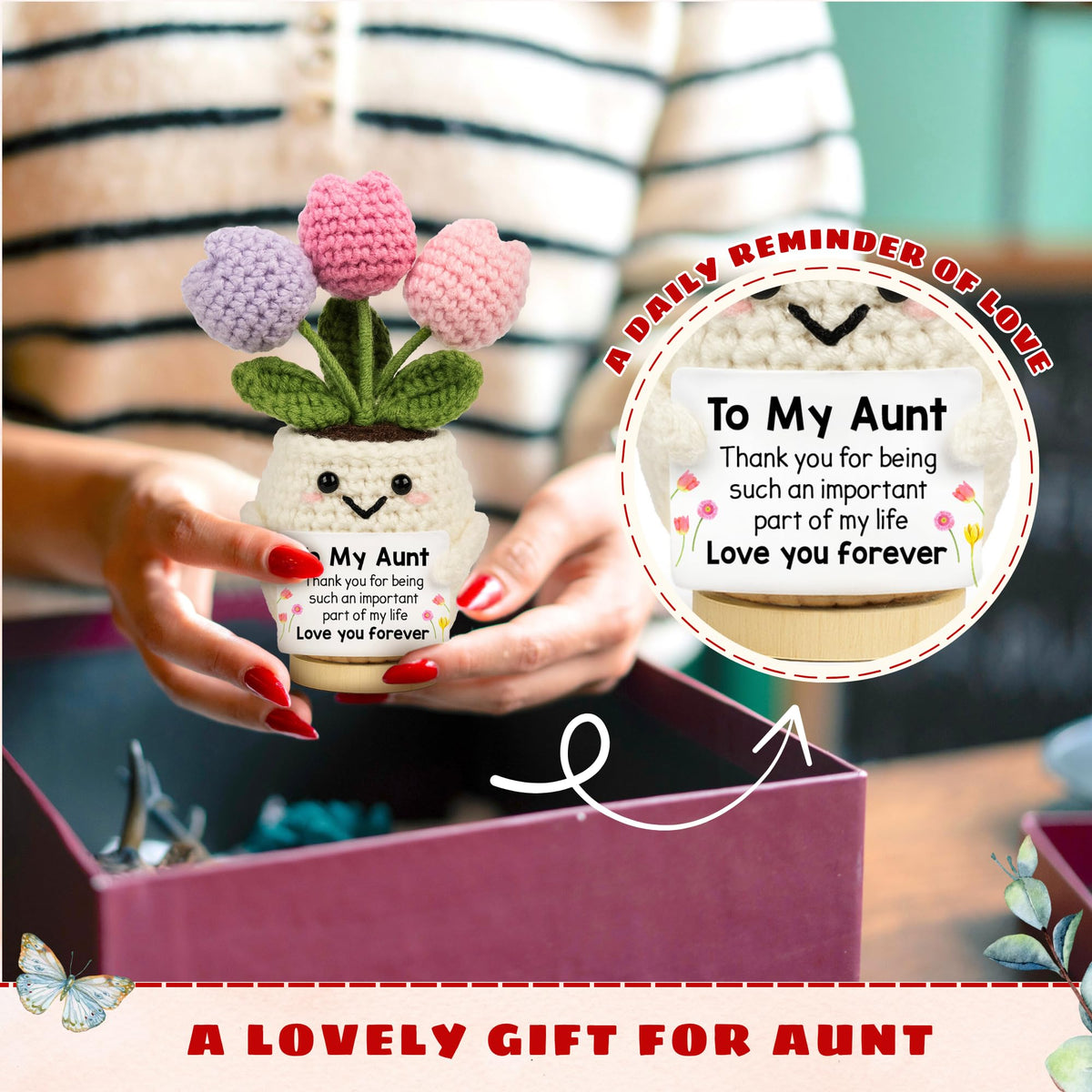 Lucagift Aunt Gifts pocket-size doll fits purses for on-the-go cheer.