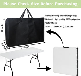 Luccov folding table storage bag open showing interior space.
