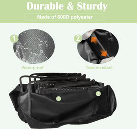 Luccov folding table storage bag side view with sturdy handles.