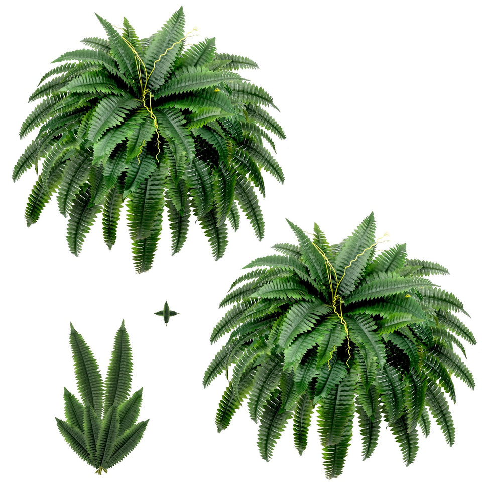 LuceAlberi Boston fern bush 2-pack closeup shows lifelike texture for year-round greenery