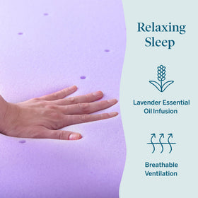 Lucid 3-inch plush topper on mattress, delivering cushiony support and pressure relief.