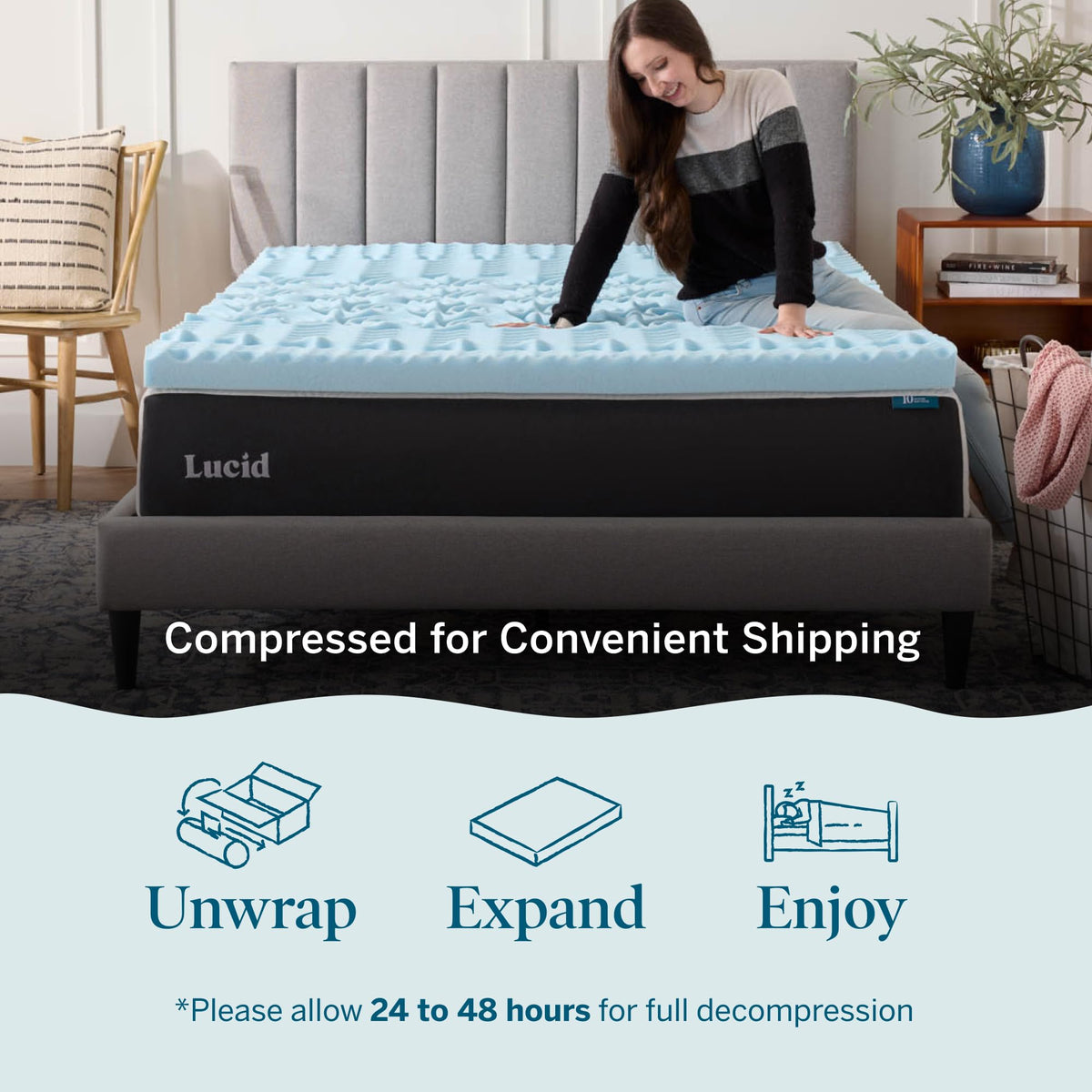 LUCID topper demonstrates ventilated design for improved airflow and cooler sleep